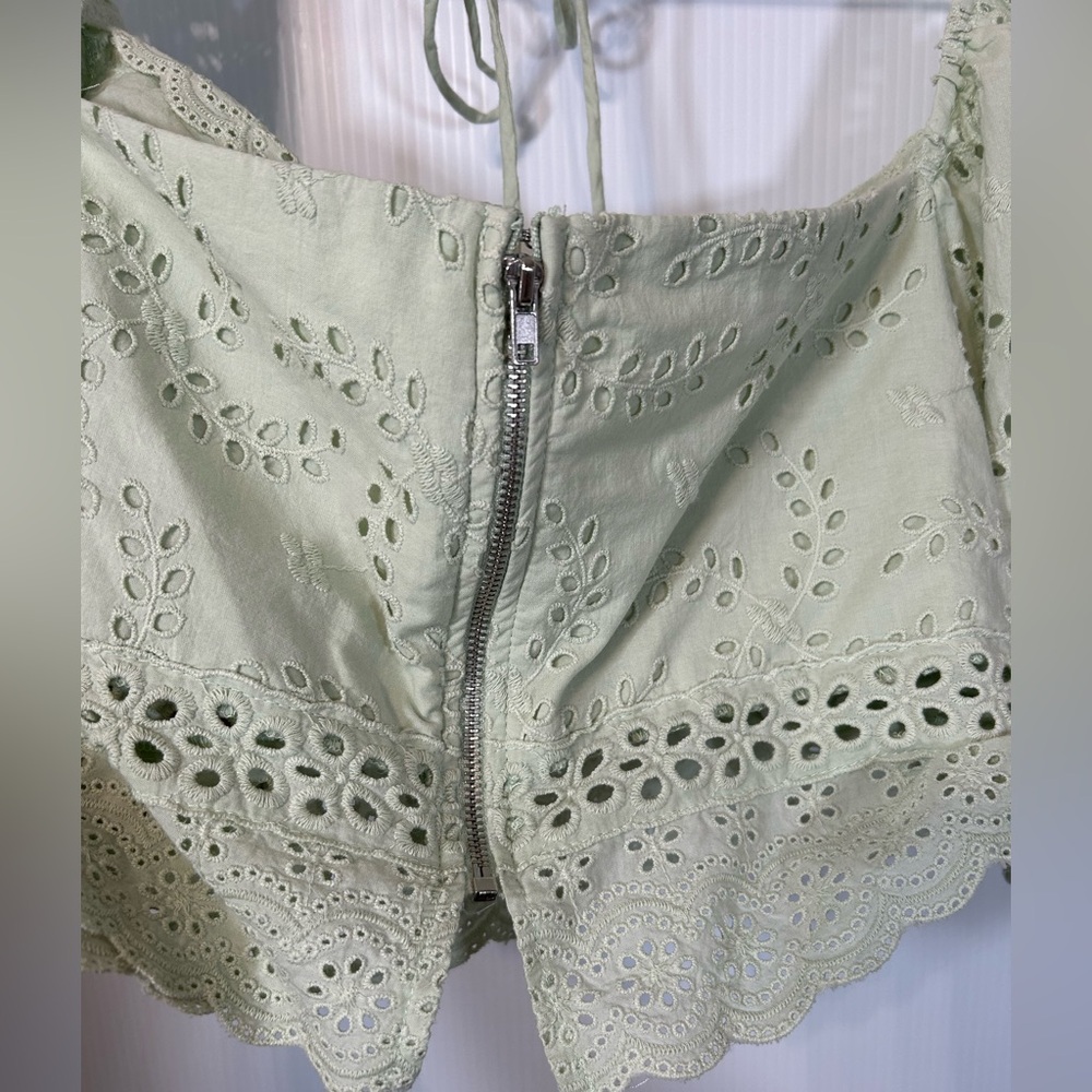 Altar’d State Eyelet Crop Top Green Size XL - Picture 7 of 13
